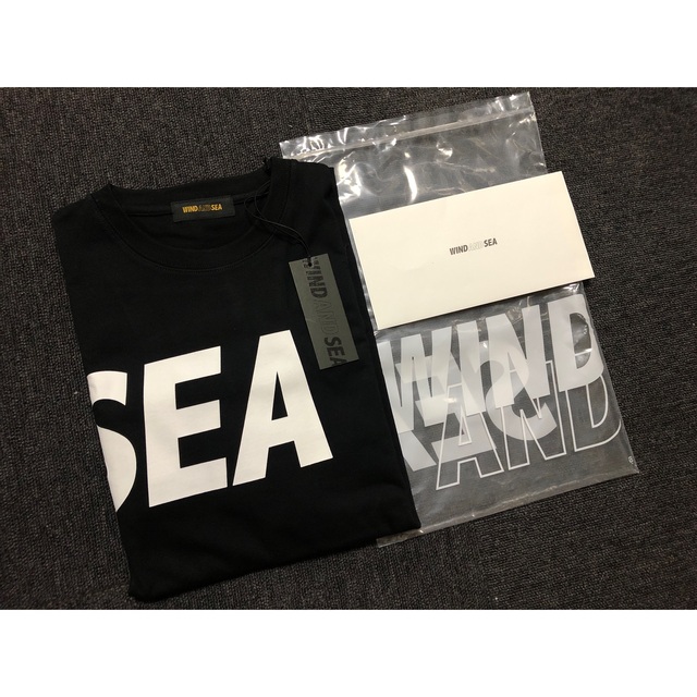 Tシャツ/カットソー(七分/長袖)【抽選限定品】WIND AND SEA ロゴプリントロングTシャツ 黒 XL