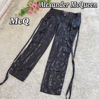 アレキサンダーマックイーン(Alexander McQueen)のアレキサンダーマックイーン ポリエステル パンツ ブラック 38 イタリア製(カジュアルパンツ)