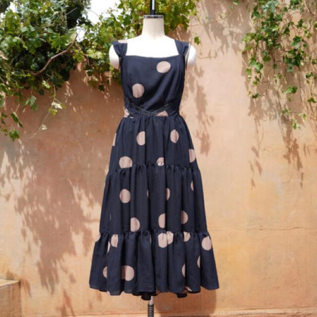 ロングワンピース/マキシワンピースpolka dots open back dress