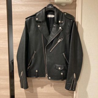 コーチ(COACH)のCOACH ダブルライダースジャケット 黒 44(ライダースジャケット)