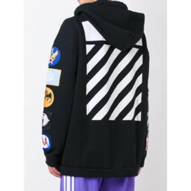 【美品】OFF-WHITE 16AW ワッペン ロゴプリント ジップパーカー S