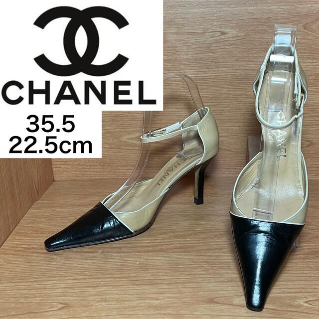 CHANEL(シャネル)の★大人気★シャネル　パンプス　サンダル　コンビ　ストラップ　ココマーク　35.5 レディースの靴/シューズ(サンダル)の商品写真