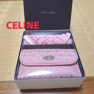 セリーヌ(celine)のセリーヌ ポーチセット ピンク タオルハンカチ ロゴ 箱なし(ポーチ)