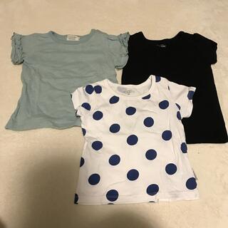 ニシマツヤ(西松屋)のシンプルTシャツ　フリル　ミントグリーン　水玉　90サイズ(Tシャツ/カットソー)