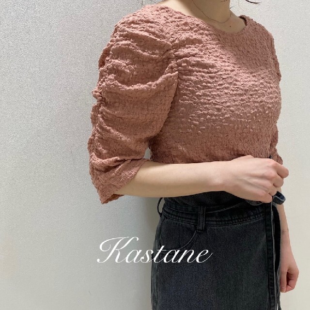 Kastane(カスタネ)の新品 Kastane ジャガードレースシャーリングT レディースのトップス(カットソー(半袖/袖なし))の商品写真