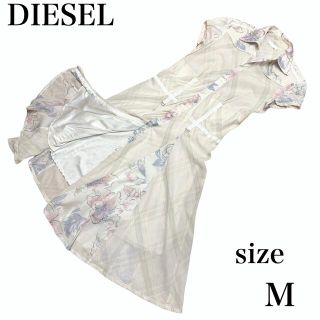 ディーゼル(DIESEL)のディーゼル ワンピース シャツドレス 花柄 デザイン 綿100% サイズM(ロングワンピース/マキシワンピース)