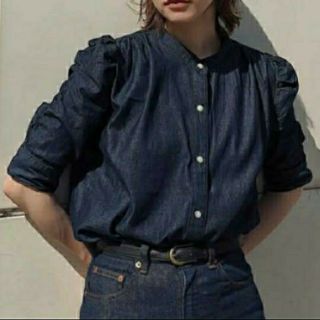 マウジー(moussy)のmoussy GATHER SLEEVE DENIM BLOUSE ☆(シャツ/ブラウス(長袖/七分))