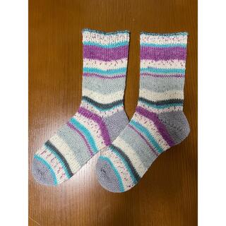 手編みの靴下 オパール毛糸使用 23.5cm前後(レッグウェア)