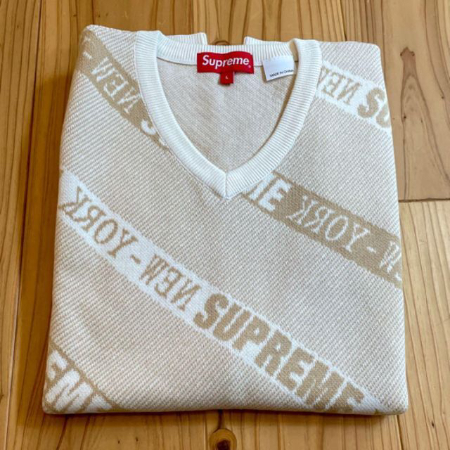 Supreme(シュプリーム)のキムタク着用 Supreme Stripe Sweater Vest L 白 メンズのトップス(ベスト)の商品写真