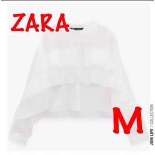 ザラ(ZARA)の5月8日削除ZARA　フリルロマンティックブラウス　ホワイト　M　完売品(シャツ/ブラウス(長袖/七分))