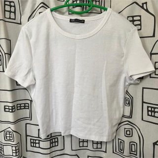 ザラ(ZARA)のZARA クロップドTシャツ ホワイト 白(Tシャツ(半袖/袖なし))