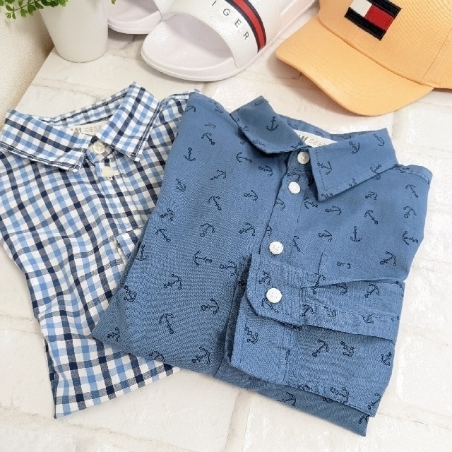 H&M(エイチアンドエム)のH&M キッズ　コットンシャツ2枚セット　8y 　美品 キッズ/ベビー/マタニティのキッズ服男の子用(90cm~)(Tシャツ/カットソー)の商品写真