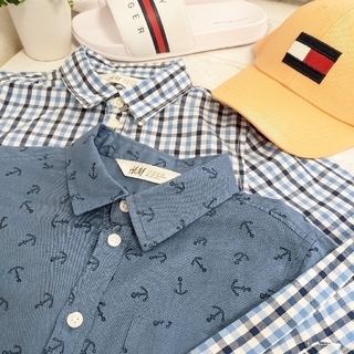 エイチアンドエム(H&M)のH&M キッズ　コットンシャツ2枚セット　8y 　美品(Tシャツ/カットソー)