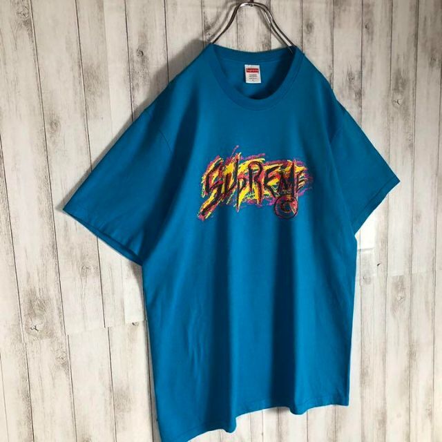 人気モデル】シュプリームSupreme半袖Tシャツ黒ブラックM刺繍センター