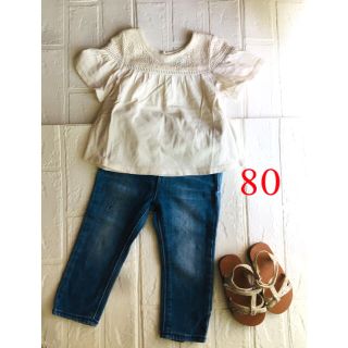 ベビーギャップ(babyGAP)のBaby GAP レース 半袖 カットソー 80(シャツ/カットソー)