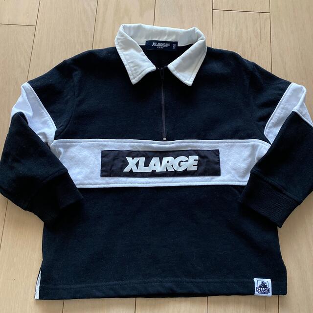 XLARGE(エクストララージ)のXLARGE KIDS ボックスロゴ長袖ラガーシャツ100 キッズ/ベビー/マタニティのキッズ服男の子用(90cm~)(Tシャツ/カットソー)の商品写真