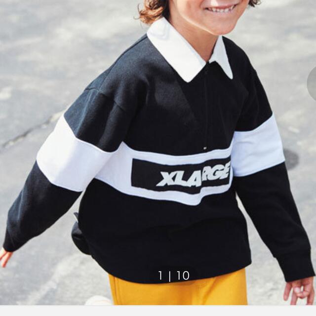 XLARGE(エクストララージ)のXLARGE KIDS ボックスロゴ長袖ラガーシャツ100 キッズ/ベビー/マタニティのキッズ服男の子用(90cm~)(Tシャツ/カットソー)の商品写真