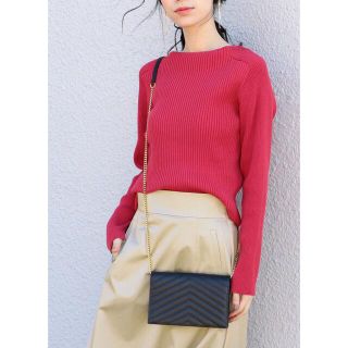 シップス(SHIPS)のshipsシップス 赤ピンク綿ニットカットソー ブルベ(カットソー(長袖/七分))