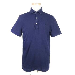 ジェイプレス(J.PRESS)のジェイプレス ポロシャツ カットソー 半袖 ステンカラー スリット 刺繍 L 紺(ポロシャツ)