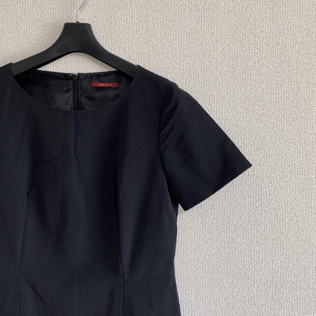 AMACA - アマカ 黒 ワンピース 38 パーティー セレモニー 未使用に近い AMACA - アマカ 黒 ワンピース 38 パーティー セレモニー 未使用に近い