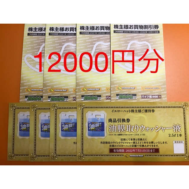 売れ筋ランキングも イエローハット 株主優待券 12000円 ＋