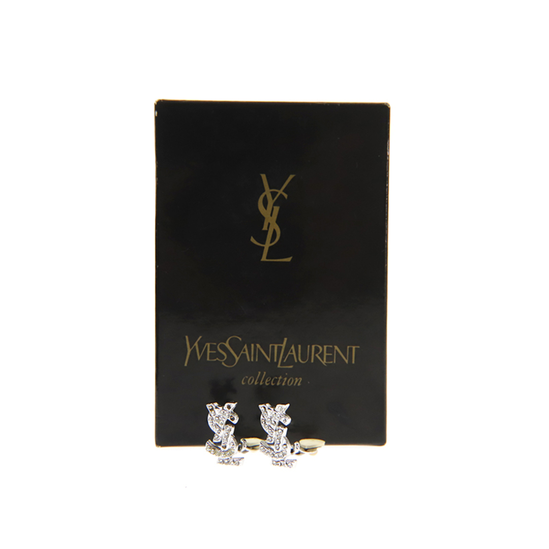 イヴ・サンローラン YSL ロゴ ラインストーン イヤリング