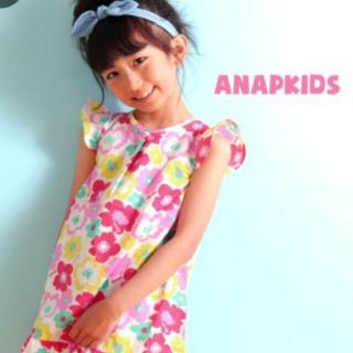 アナップキッズ(ANAP Kids)のANAP KIDS 花柄 フラワー リネン ワンピース(ワンピース)