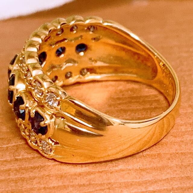 濃厚ブルー❣️計1.15ct ✨K18サファイアリング　K18ダイヤモンドリング レディースのアクセサリー(リング(指輪))の商品写真