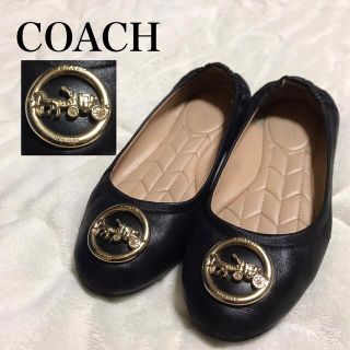 コーチ(COACH)のCOACH ベイリー　バレーシューズ　馬車ロゴ　24㎝ 黒 ブラック(バレエシューズ)