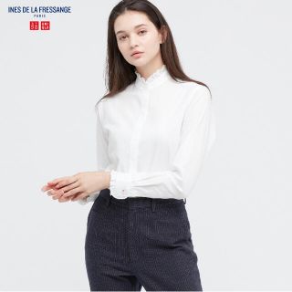 ユニクロ(UNIQLO)のイネス　ユニクロ　コットンフリルシャツ　Sサイズ(シャツ/ブラウス(長袖/七分))