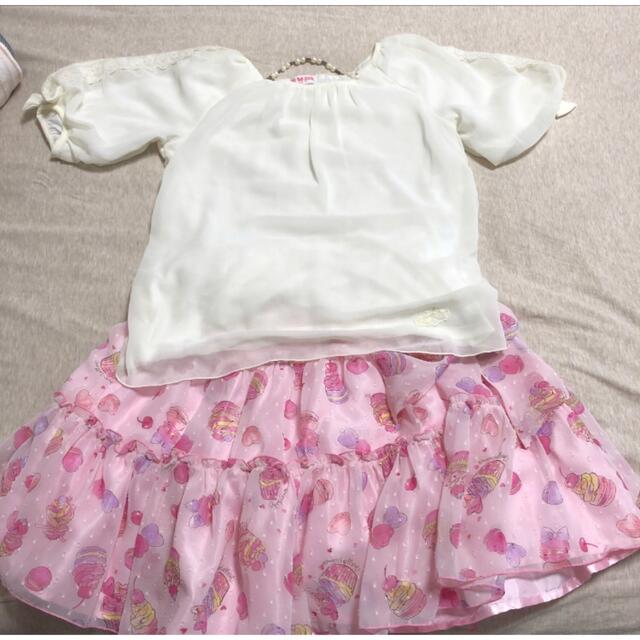 mezzo piano(メゾピアノ)のメゾピアノ 白レーストップス 140 キッズ/ベビー/マタニティのキッズ服女の子用(90cm~)(ブラウス)の商品写真