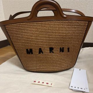 MARNI マルニ ブラウンレザー製 スモールバッグ カゴバッグ-