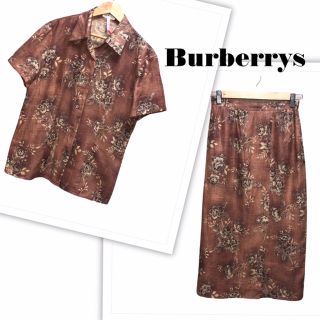 バーバリー(BURBERRY)の美品バーバリーボタニカル柄シャツ➕スカートセットアップ(セット/コーデ)