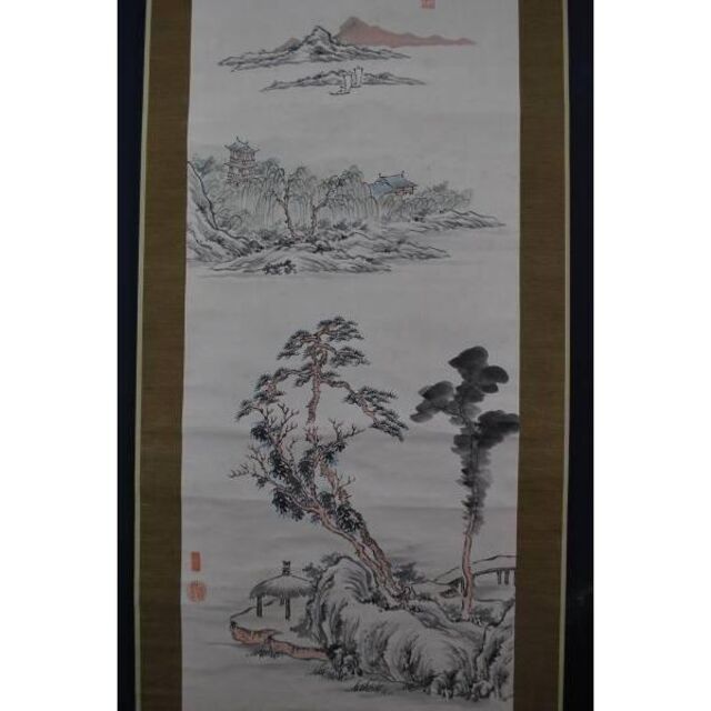 真作】/林魯堂 書画山水 双幅 掛軸☆宝船☆L-90 福袋特集 2022