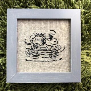 スヌーピー(SNOOPY)のミニフレーム　スヌーピー　刺繍　ハンドメイド(インテリア雑貨)