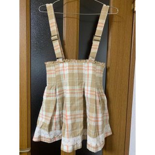 【LIZLISA】 Girls party柄サスペンダー付スカート 美品 LIZLISA girls party柄 サスペンダー付スカート