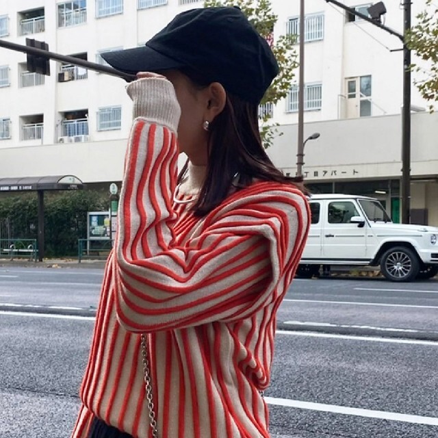 【Ameri VINTAGE】SWELL STRIPE KNIT オレンジ