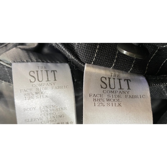 THE SUIT COMPANY(スーツカンパニー)のスーツカンパニー 6釦 ダブルスーツ 175cm-4Drop 黒 ピンストライプ メンズのスーツ(セットアップ)の商品写真