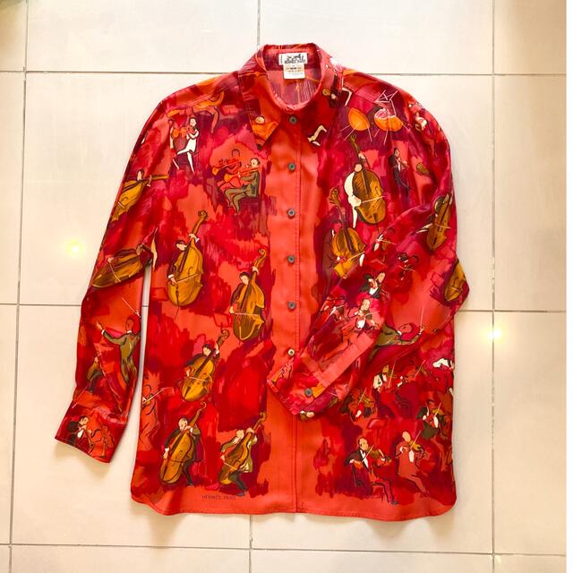 品質保証 - Hermes HERMÈS 44 シルクブラウス Concerto エルメス