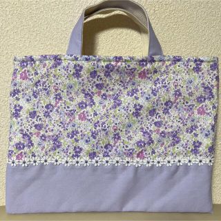 現品のみ　レッスンバッグ ハンドメイド　パープル(バッグ/レッスンバッグ)