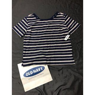 オールドネイビー(Old Navy)の新品　未使用　　OLD NAVY 　紺　ボーダー　トップス　S  160(カットソー(半袖/袖なし))