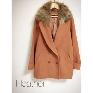 ヘザー(heather)のHeather＊ファー付きコクーンコート(ロングコート)