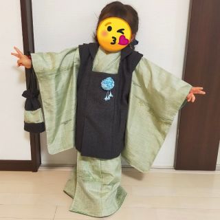 新品☆ 七五三 ３歳 着物セット 〜着物＋被布＋長襦袢＋バッグ～ 男の子用(和服/着物)