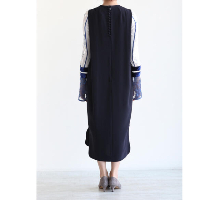 【mame】Silk Lame Print Sleeves Dress