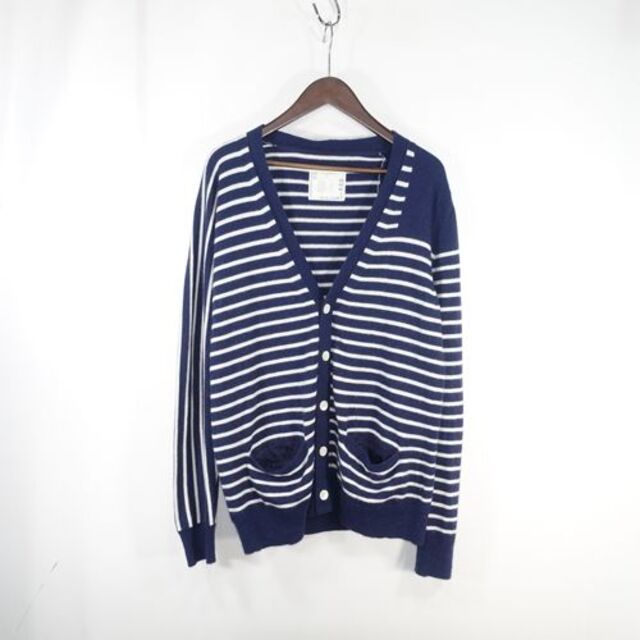 SACAI RAYON WOOL BORDER CARDIGAN