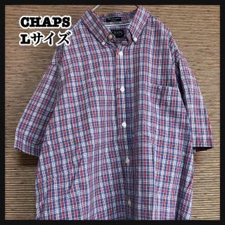 チャップス(CHAPS)の【チャップス】半袖シャツ　チェック柄　ネイビー　エンブレムタグ　chaps A4(シャツ)