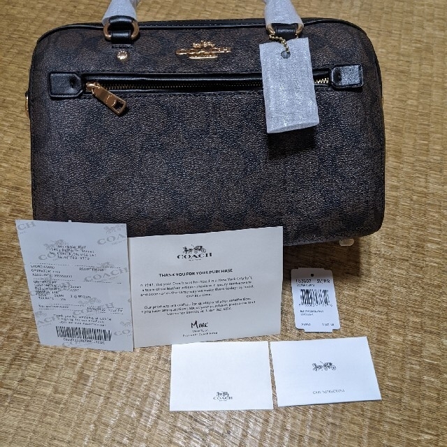 COACH ミニバッグ　シグネチャー　濃いブラウン系 5