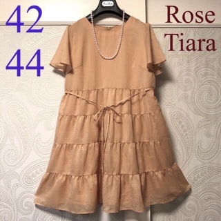 ローズティアラ(Rose Tiara)の42.44大きいサイズ　ローズティアラ　涼しい♡ゆったり♪ティアードワンピース(ひざ丈ワンピース)