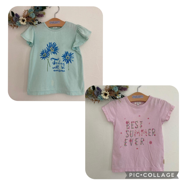 Seraph(セラフ)のセラフ Tシャツ　100cm   2点　ピンク、ミントグリーン キッズ/ベビー/マタニティのキッズ服女の子用(90cm~)(Tシャツ/カットソー)の商品写真