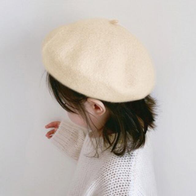 韓国子供服　子供/キッズ/ベビー  ウールベレー帽 ハット アイボリーホワイト キッズ/ベビー/マタニティのこども用ファッション小物(帽子)の商品写真